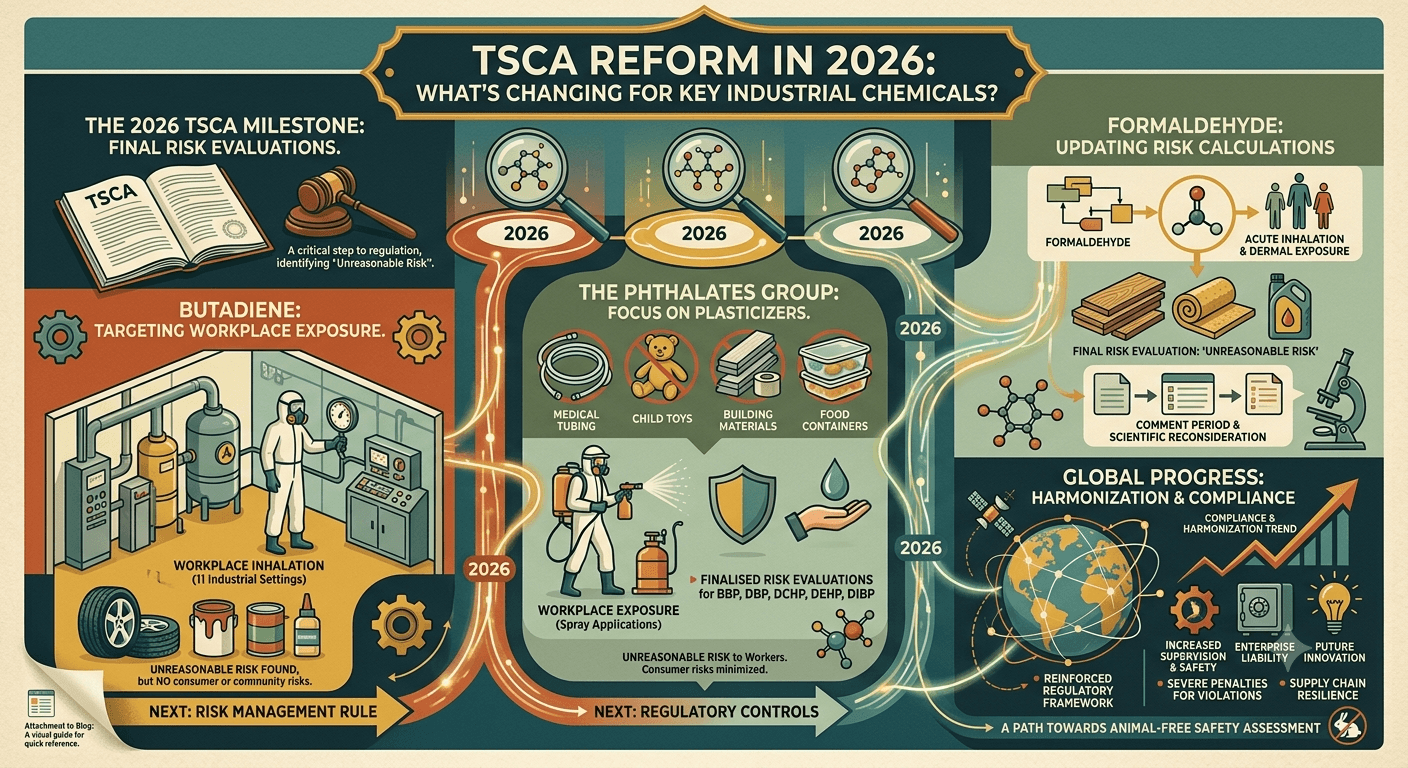 TSCA ප්රතිසංස්කරණය 2026: බියුටඩීන්, ෆතලේට් සහ ෆෝමල්ඩිහයිඩ් සඳහා අලුත් දේ